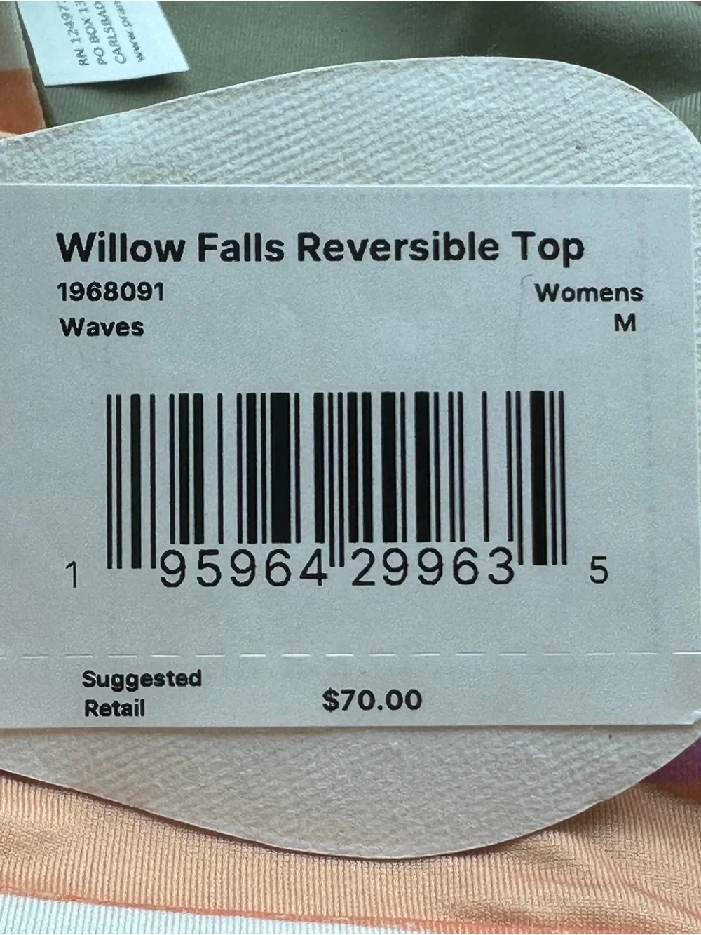 Prana women Bikini Top Medium Green Orange Willow Falls Reversible Top New